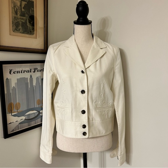 Ralph Lauren Cream Jean Jacket Classic Style SZ M - Picture 1 of 6